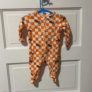 Old Navy Orange Checkered Kids Footie with Fun Graphics